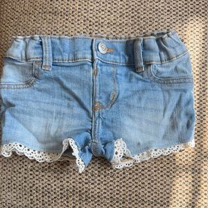 OshKosh B'gosh Light Blue Denim Shorts with White Lace Trim